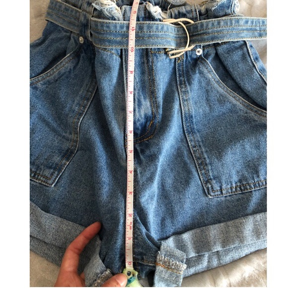 Signature 8 • Paper Bag High Waist Denim Shorts NWT - Picture 9 of 11